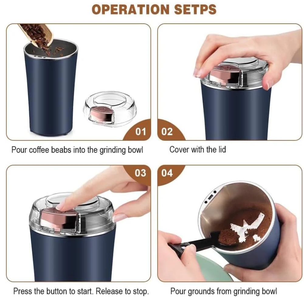 Electric Coffee Grinder - Portable One Button Spice Grinder