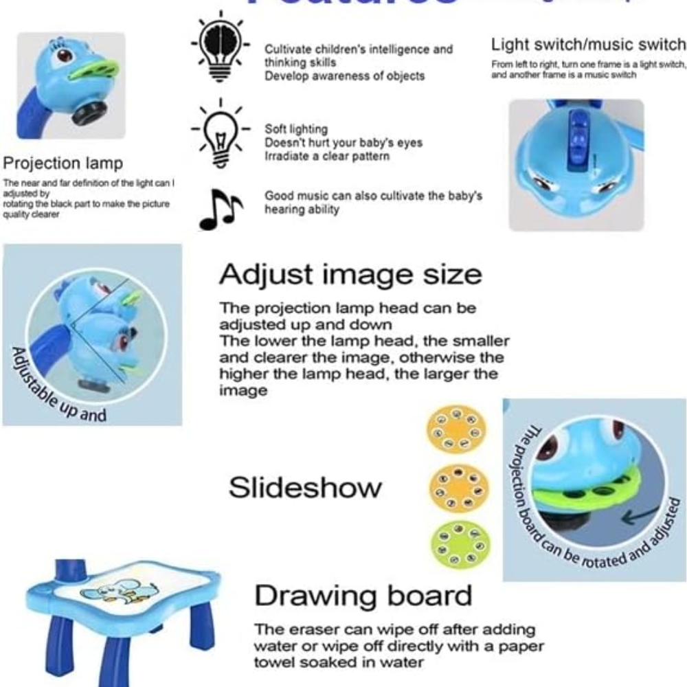 Drawing Projector for Kids with light Music, Child Educational Learning Toys