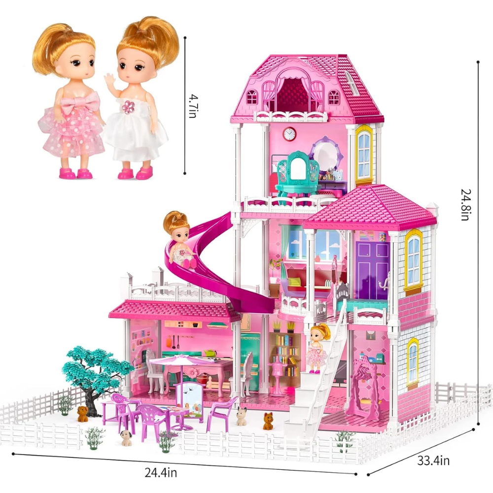 Doll House Toddler Toys for 3, 4, 5 & 6 Years Old Girls with 2 Dolls