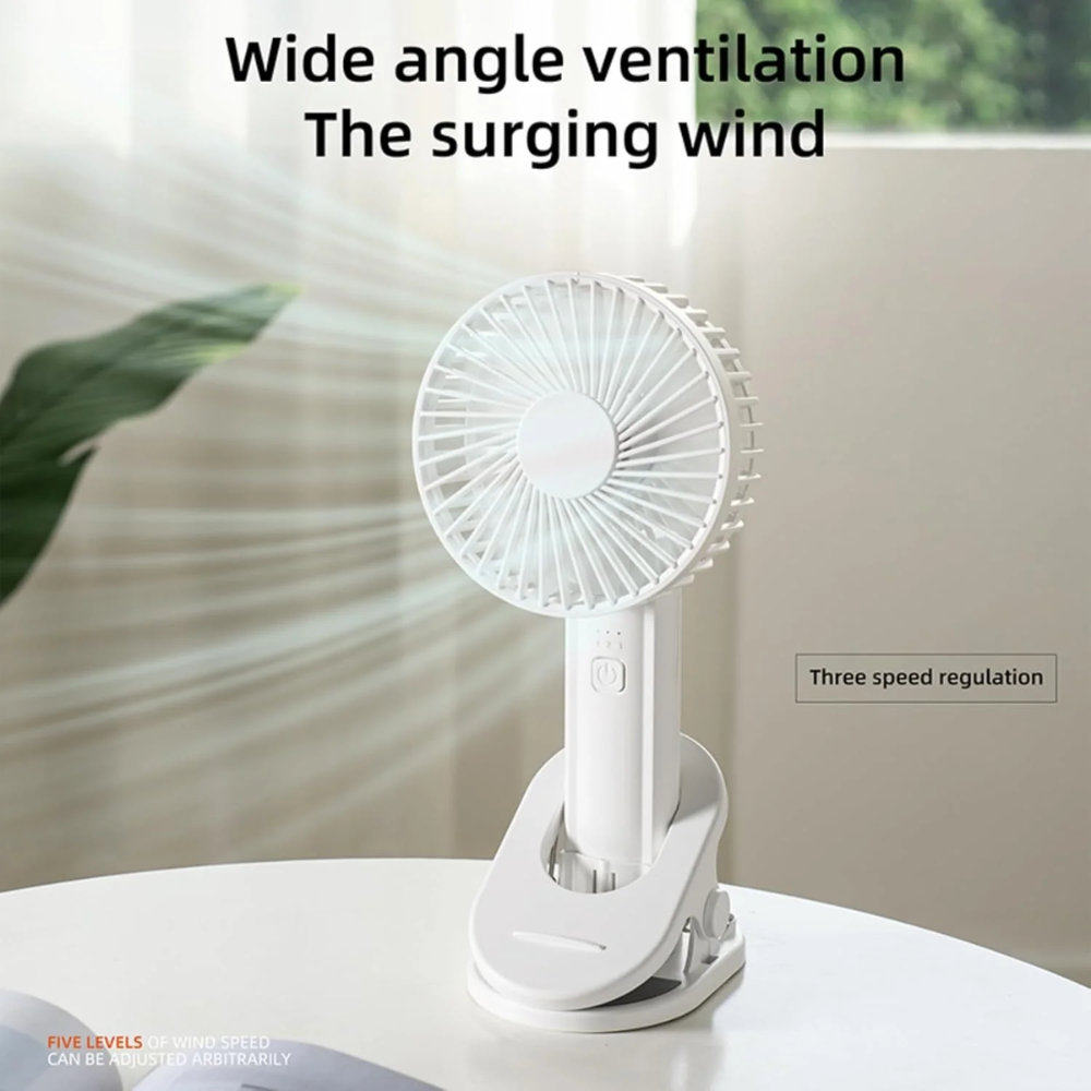 2 in 1 Handheld fan Clip on Stroller Fan, Portable Mini Fan Rechargeable