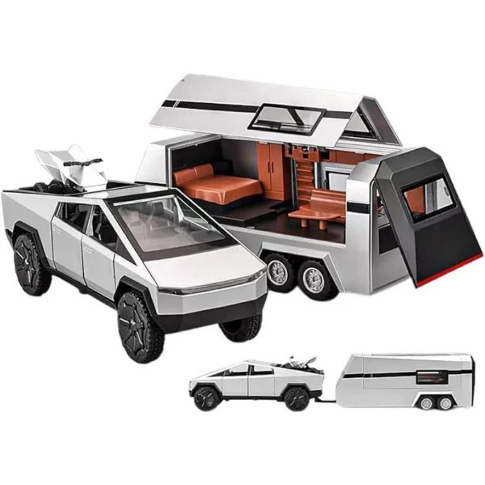 1/32 Cyber Pickup Trailer RV Model Kit, Off-Road Vehicle Alloy