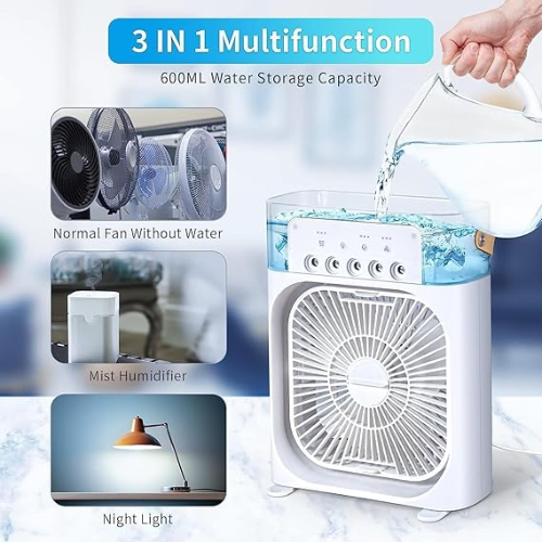 Portable Air Conditioner with 7 LED Light Cooling Fan for car Home Office Room